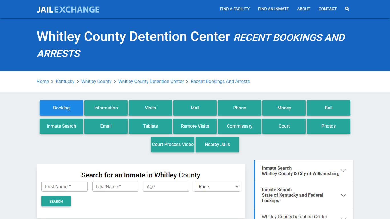 Whitley County Detention Center Recent Bookings And Arrests - Jail Exchange